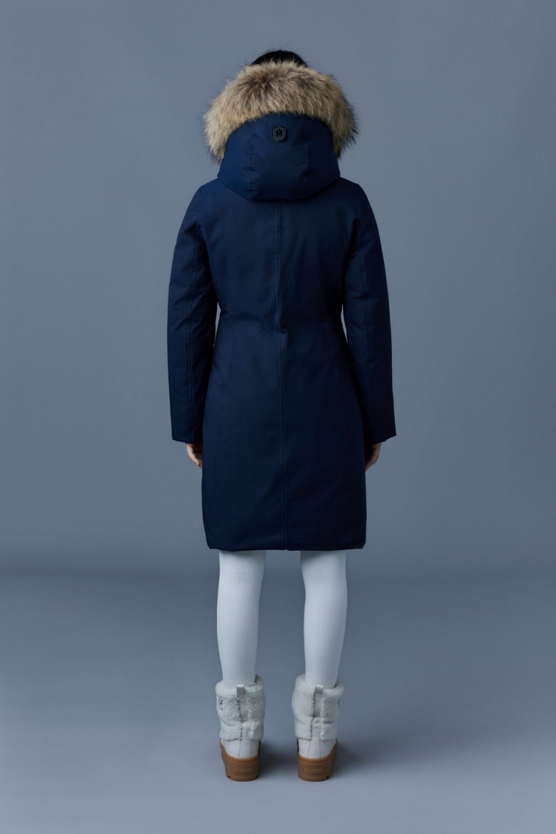 Mackage Shiloh 2-In-1 Fitted Removable Bib And Natural Fur Dunrockar Dam Marinblå | KWQLD-8950