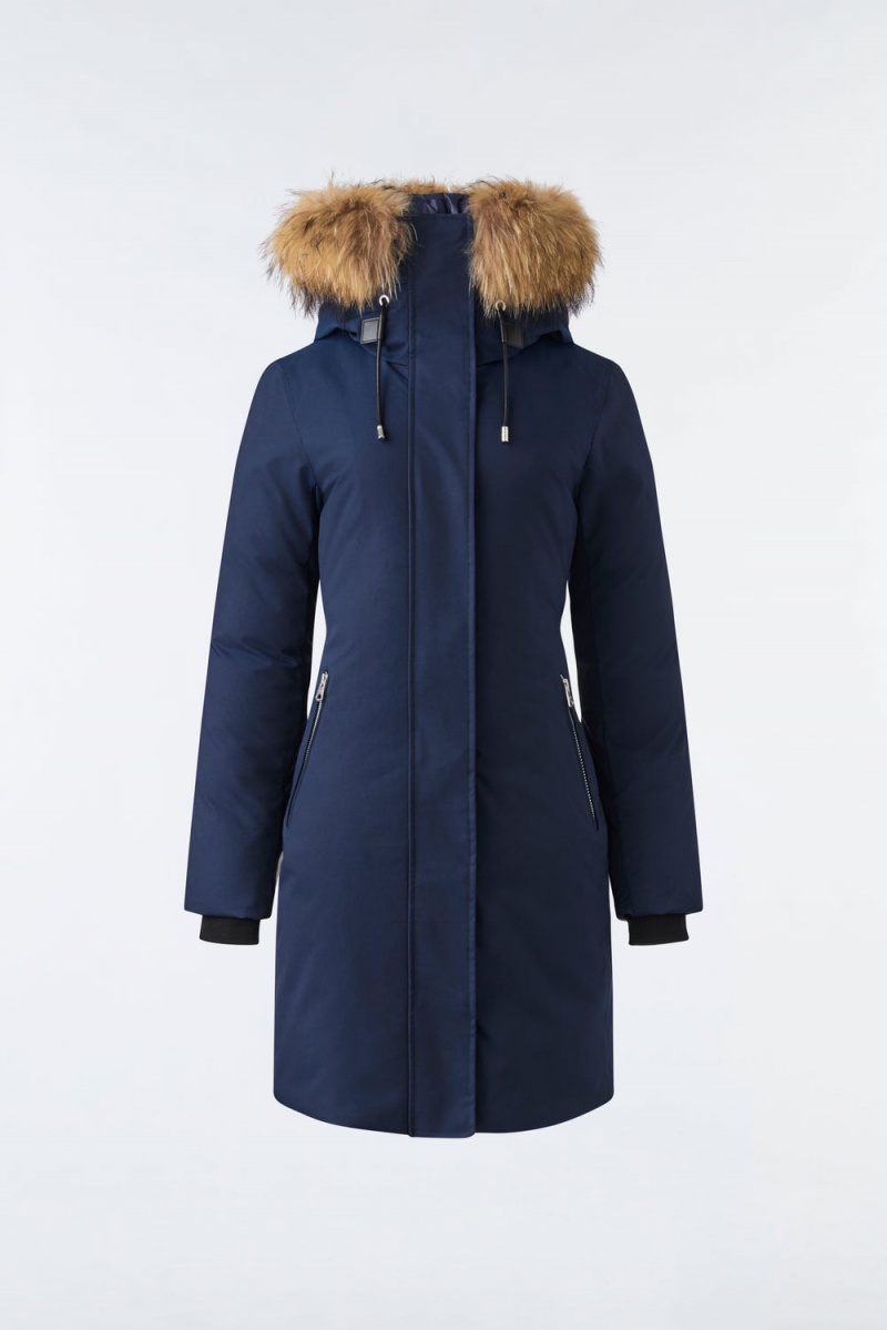 Mackage Shiloh 2-In-1 Fitted Removable Bib And Natural Fur Dunrockar Dam Marinblå | KWQLD-8950