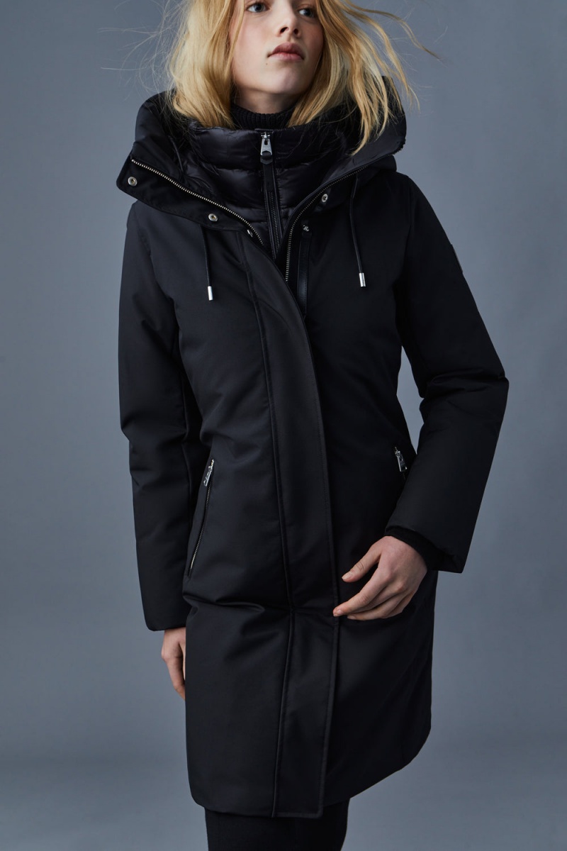 Mackage Shiloh 2-In-1 Fitted Removable Bib Dunrockar Dam Svarta | KSJZY-4615