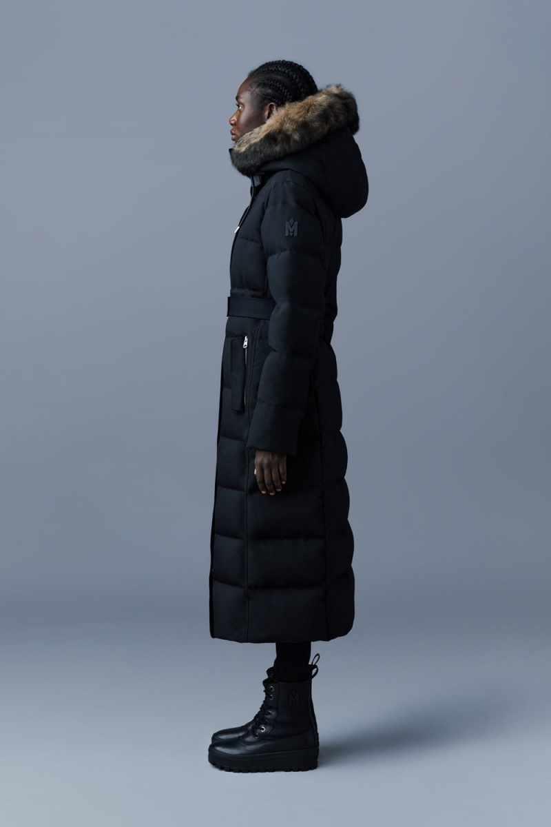 Mackage Shyla 2-In-1 Removable Bib And Sheepskin Trim Dunrockar Dam Svarta | ESUHW-7315