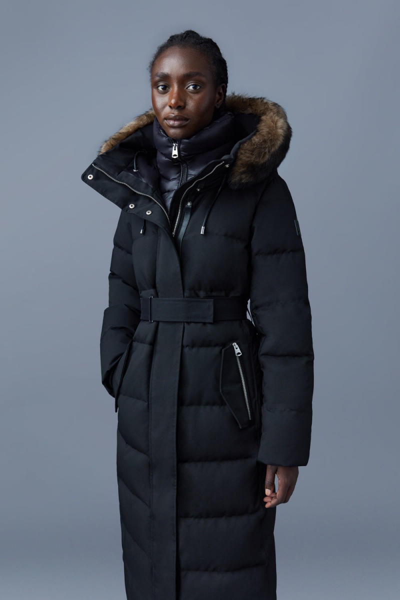 Mackage Shyla 2-In-1 Removable Bib And Sheepskin Trim Dunrockar Dam Svarta | ESUHW-7315