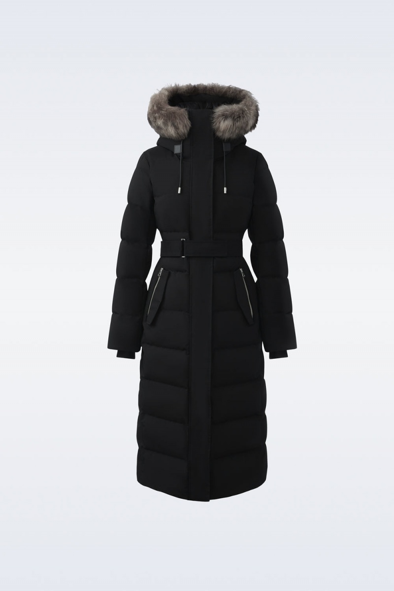 Mackage Shyla 2-In-1 Removable Bib And Sheepskin Trim Dunrockar Dam Svarta | ESUHW-7315