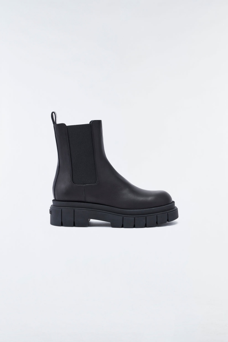 Mackage Storm Unlined Lug Sole (R) Läder Chelsea Boots Dam Svarta | UCMHI-2376