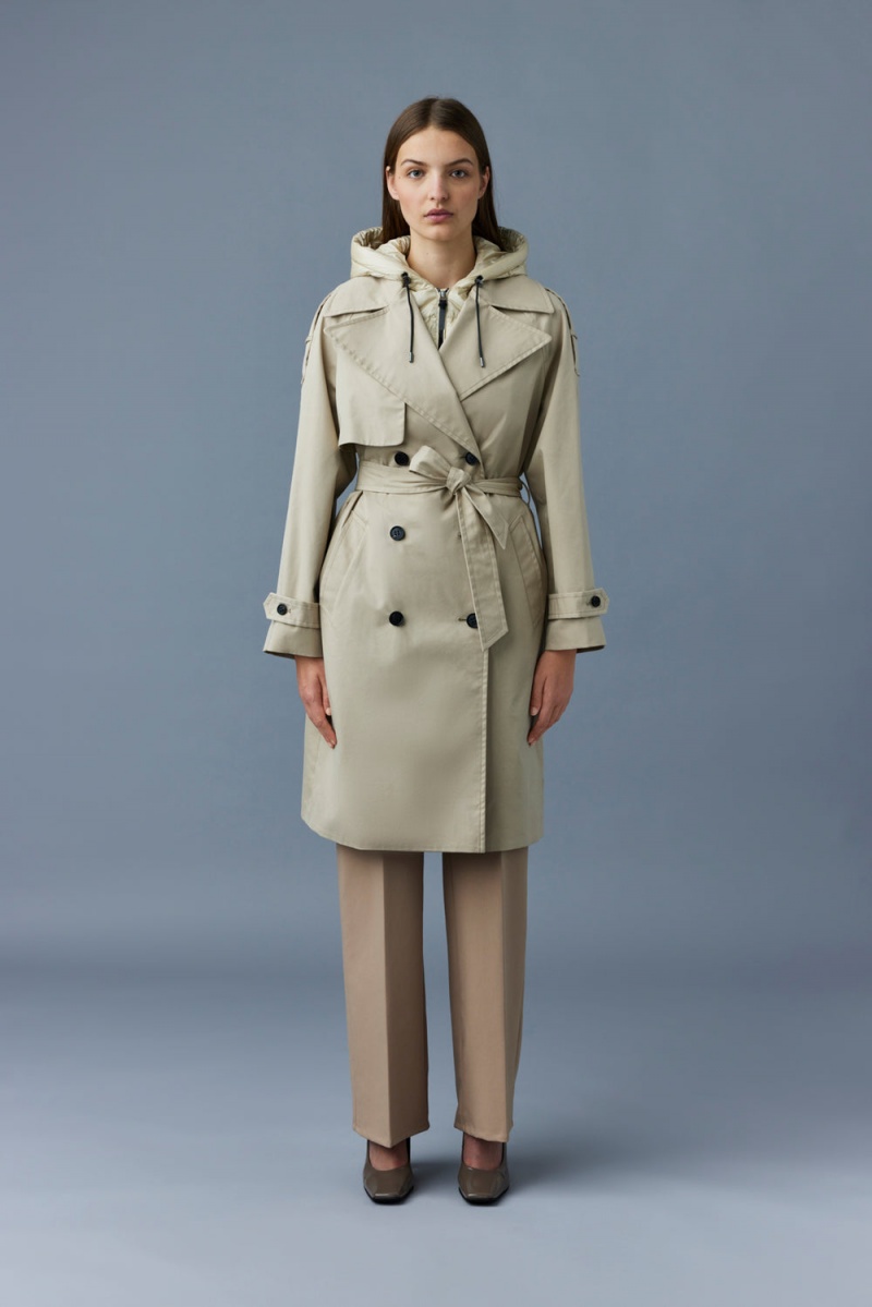 Mackage Trisha 2-In-1 Hooded Bib Trenchcoat Dam Beige | CDHXB-6345