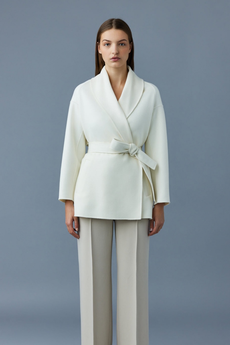 Mackage Tyra Double-Face Ull Robe Jackor Dam Grädde | NYXHB-5876