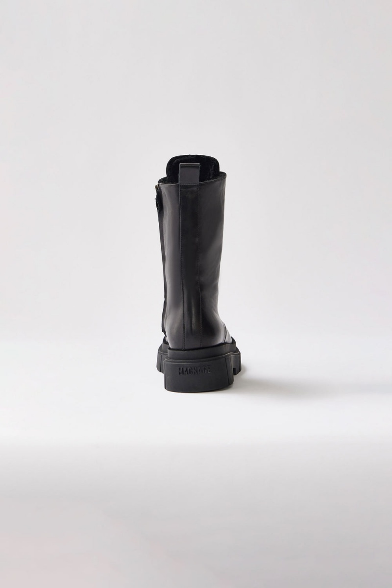 Mackage Warrior Lug Sole Läder Stridsstövlar Dam Svarta | GENLK-0357
