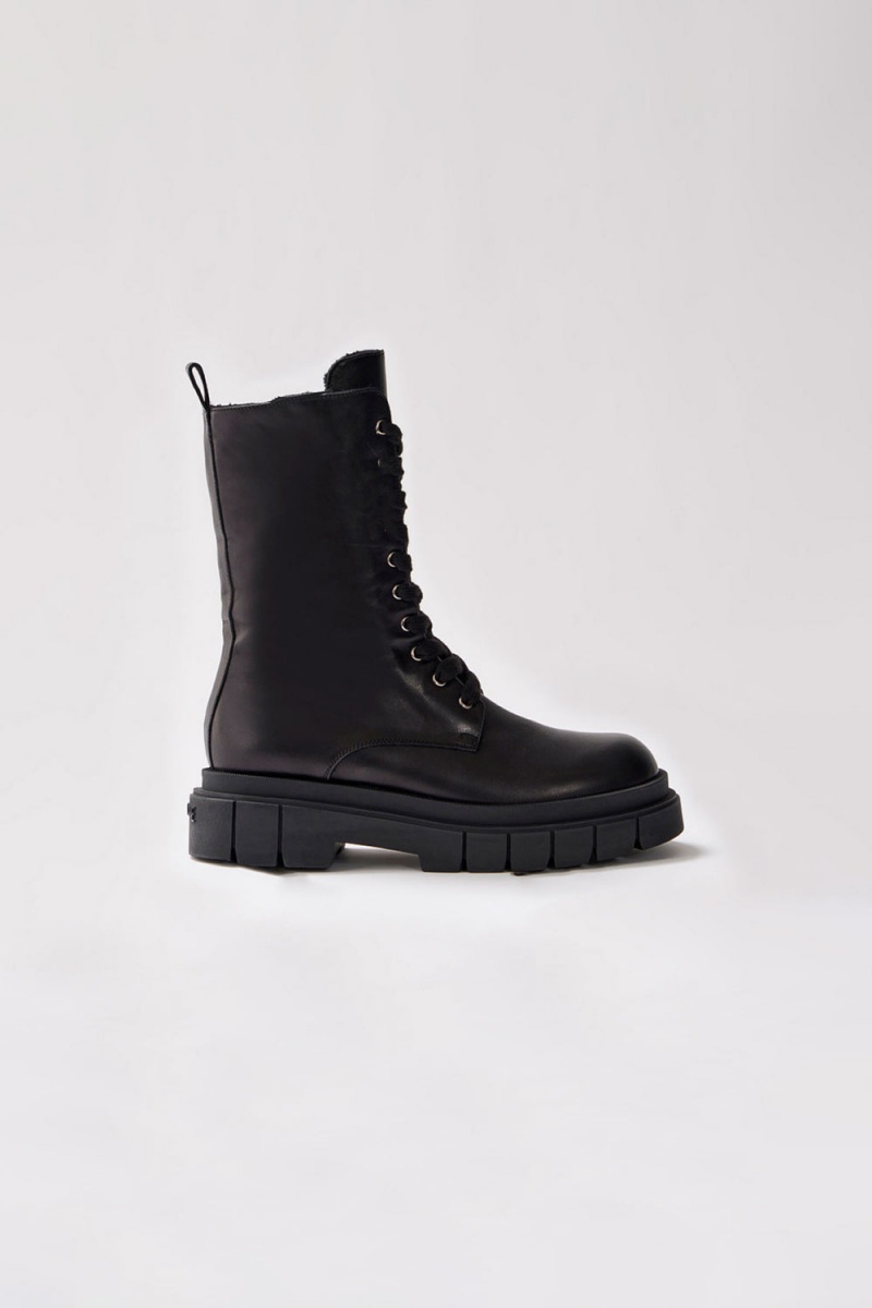 Mackage Warrior Lug Sole Läder Stridsstövlar Dam Svarta | GENLK-0357