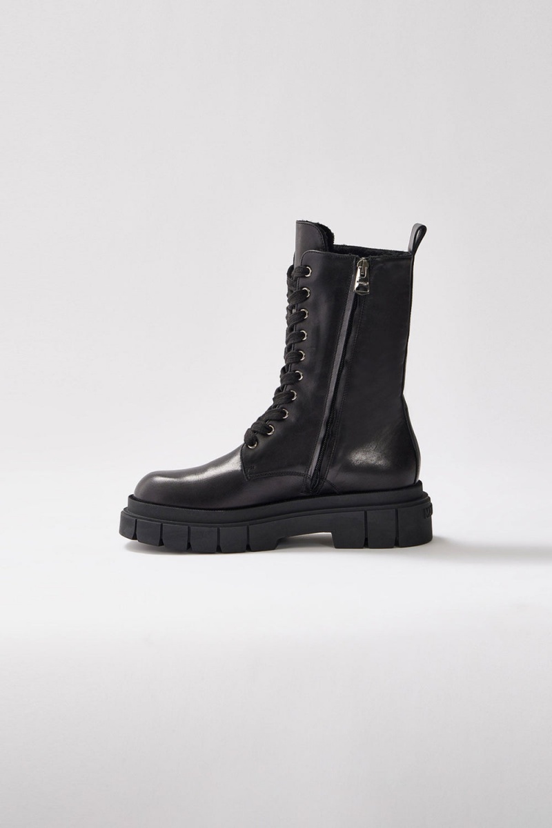 Mackage Warrior Shearling-Fodrade (R) Läder Stridsstövlar Dam Svarta | OJQUR-6235