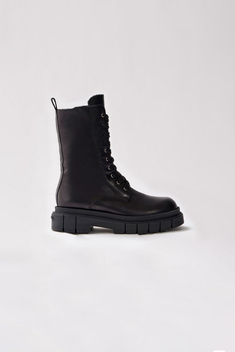 Mackage Warrior Shearling-Fodrade (R) Läder Stridsstövlar Dam Svarta | OJQUR-6235