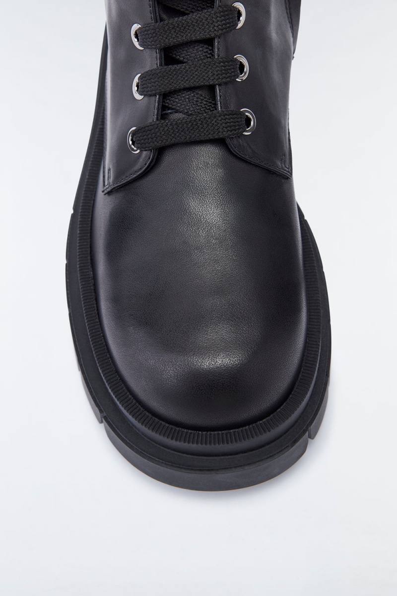 Mackage Warrior Unlined Lug Sole (R) Läder Stridsstövlar Dam Svarta | UWISY-1634