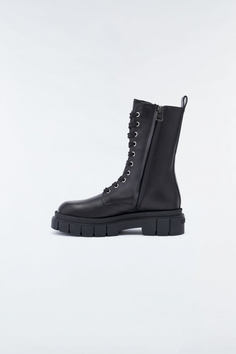 Mackage Warrior Unlined Lug Sole (R) Läder Stridsstövlar Herr Svarta | GRSYC-5378