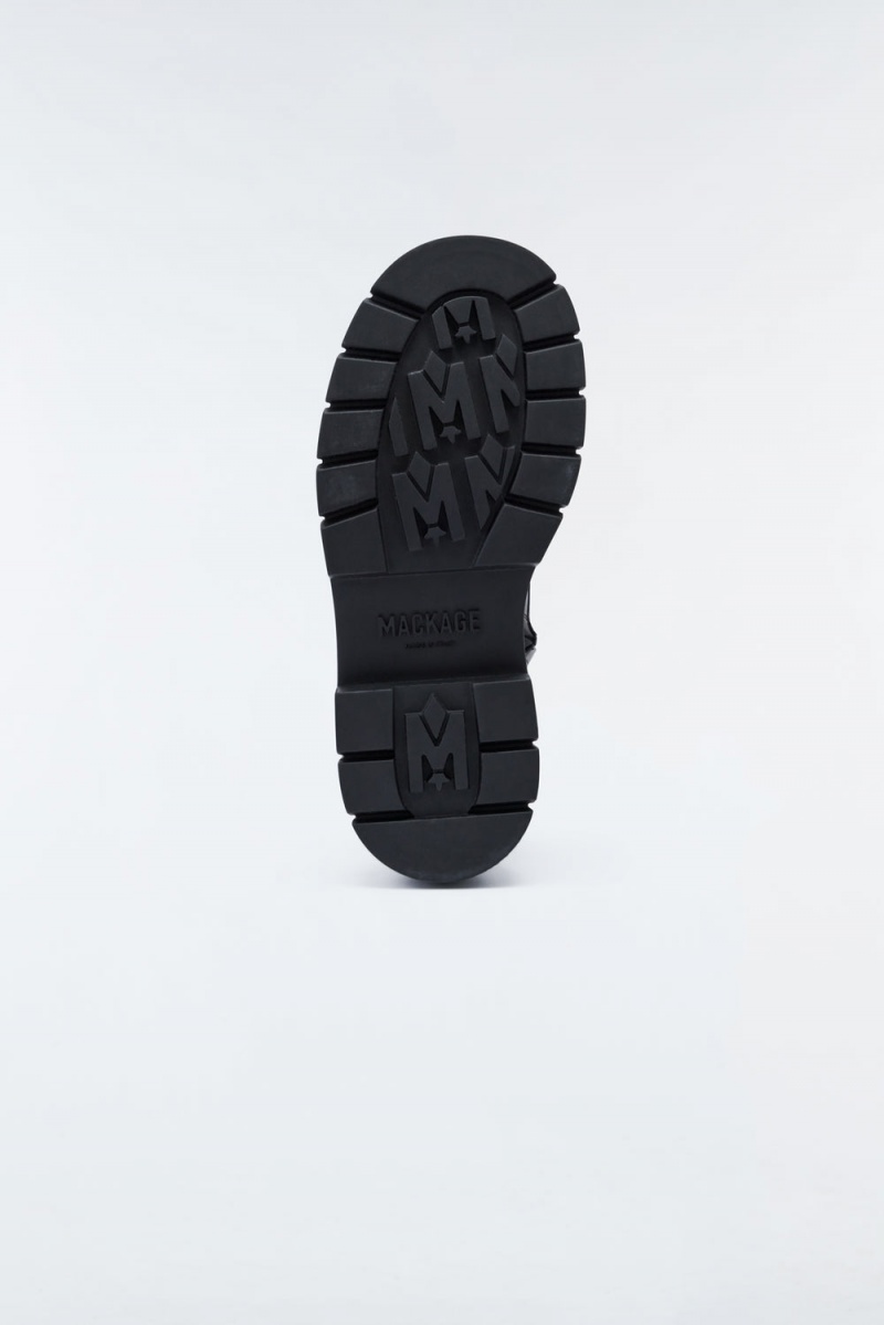 Mackage Warrior Unlined Lug Sole (R) Läder Stridsstövlar Herr Svarta | GRSYC-5378