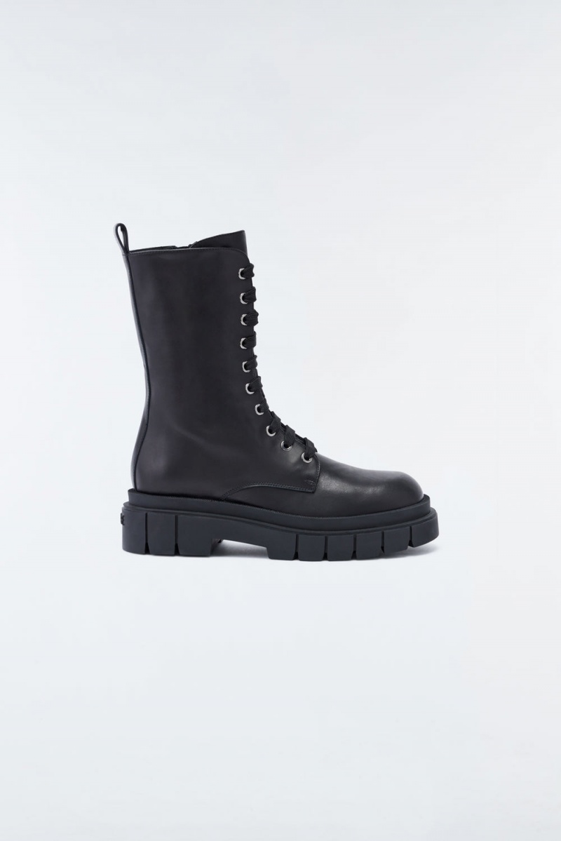 Mackage Warrior Unlined Lug Sole (R) Läder Stridsstövlar Herr Svarta | GRSYC-5378