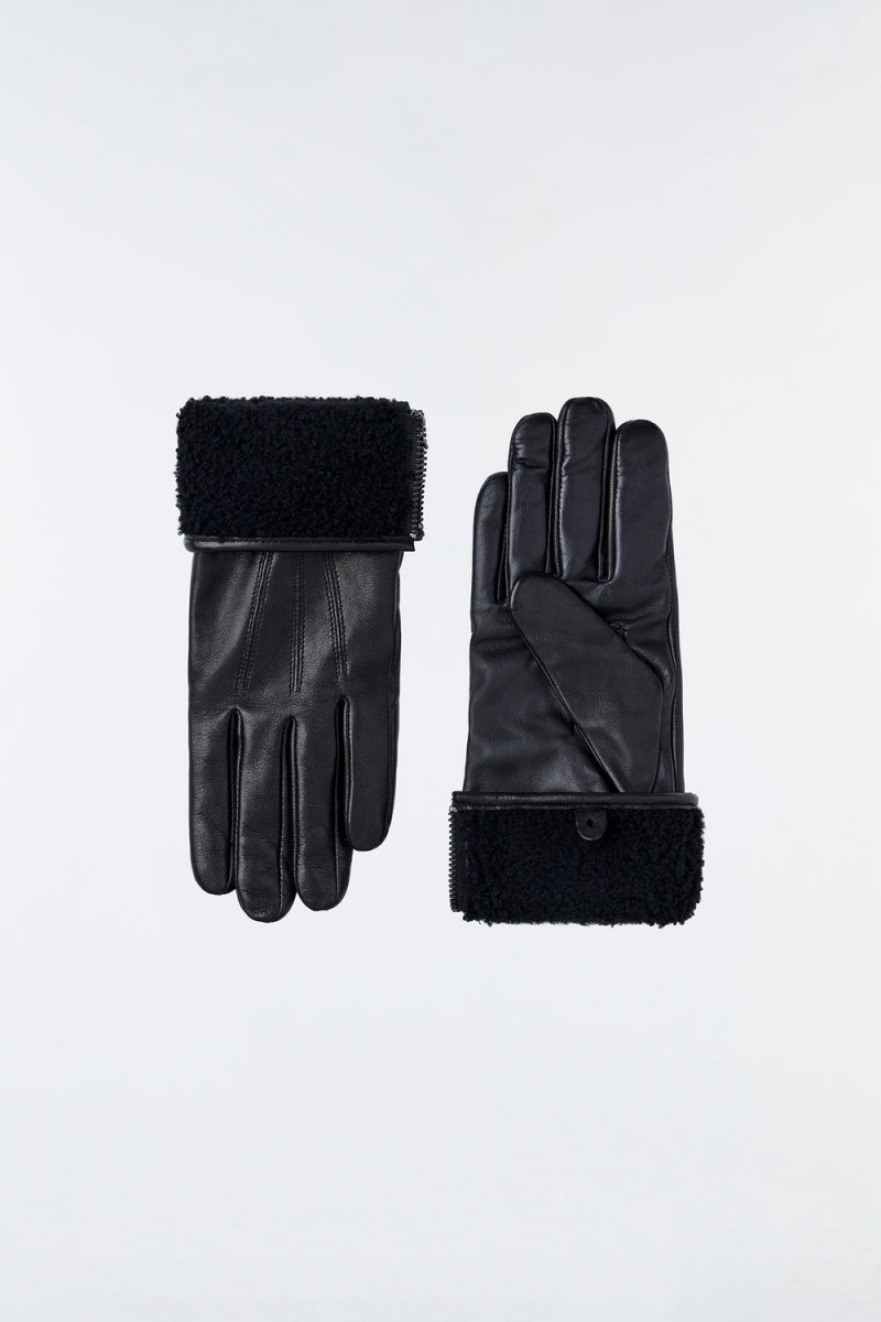 Mackage Willis (R)Läder Shearling Cuff Handskar Dam Svarta | XGIBT-6502