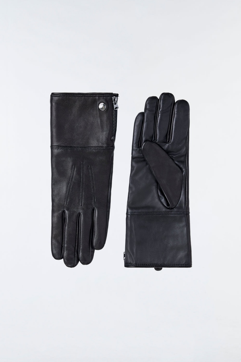 Mackage Willis (R)Läder Shearling Cuff Handskar Dam Svarta | XGIBT-6502